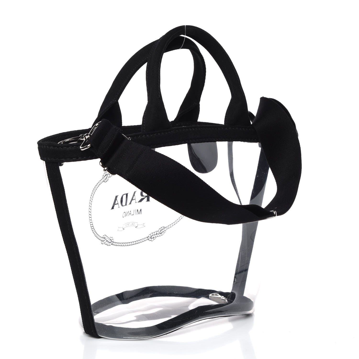 Prada Plexiglass Canapa Small Shopper Tote Black 5 of 12