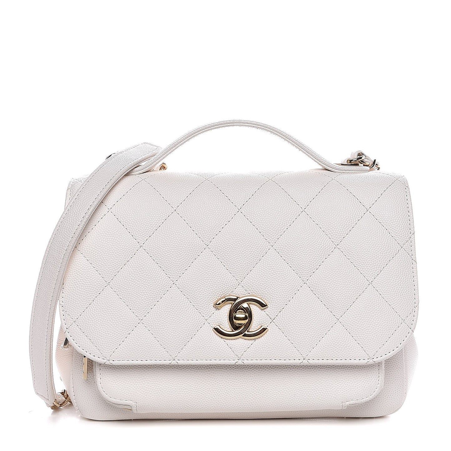 Caviar Quilted Medium Business Affinity Flap White