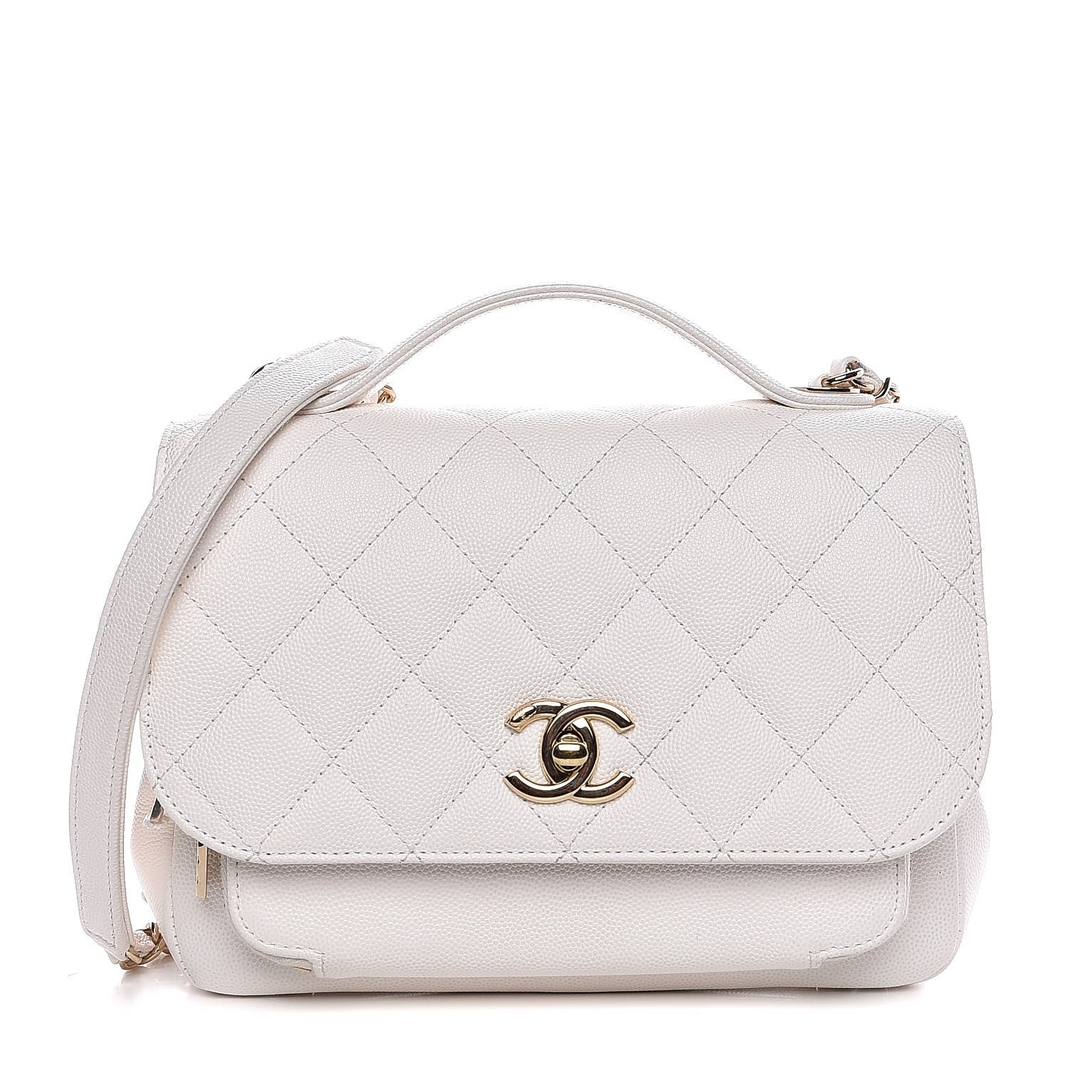 Chanel Caviar Quilted Medium Business Affinity Flap White 1 of 8