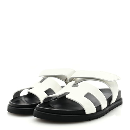 Hermes Calfskin Womens Chypre Sandals 37 White 2 of 8