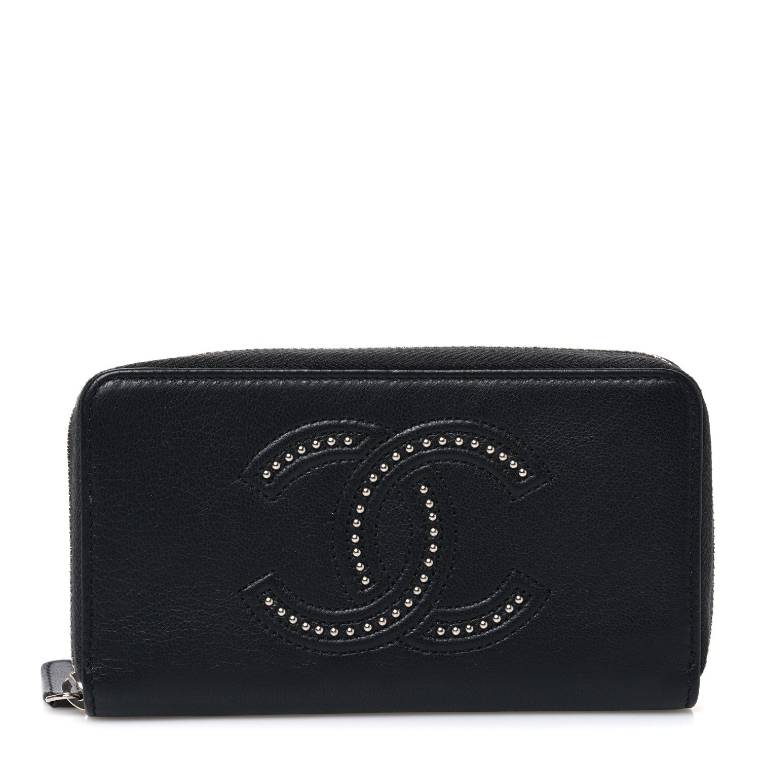 Chanel Lambskin Studded Small Timeless CC Zip Around Wallet Black 1 of 8