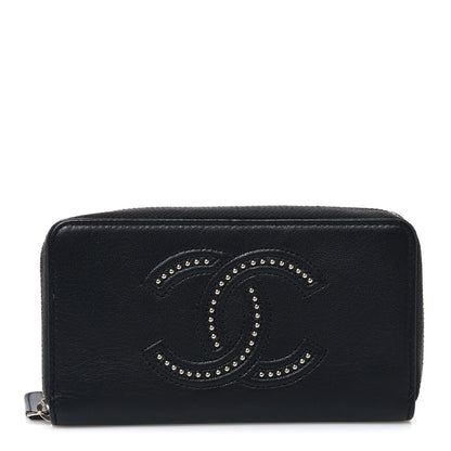 Chanel Lambskin Studded Small Timeless CC Zip Around Wallet Black 1 of 8