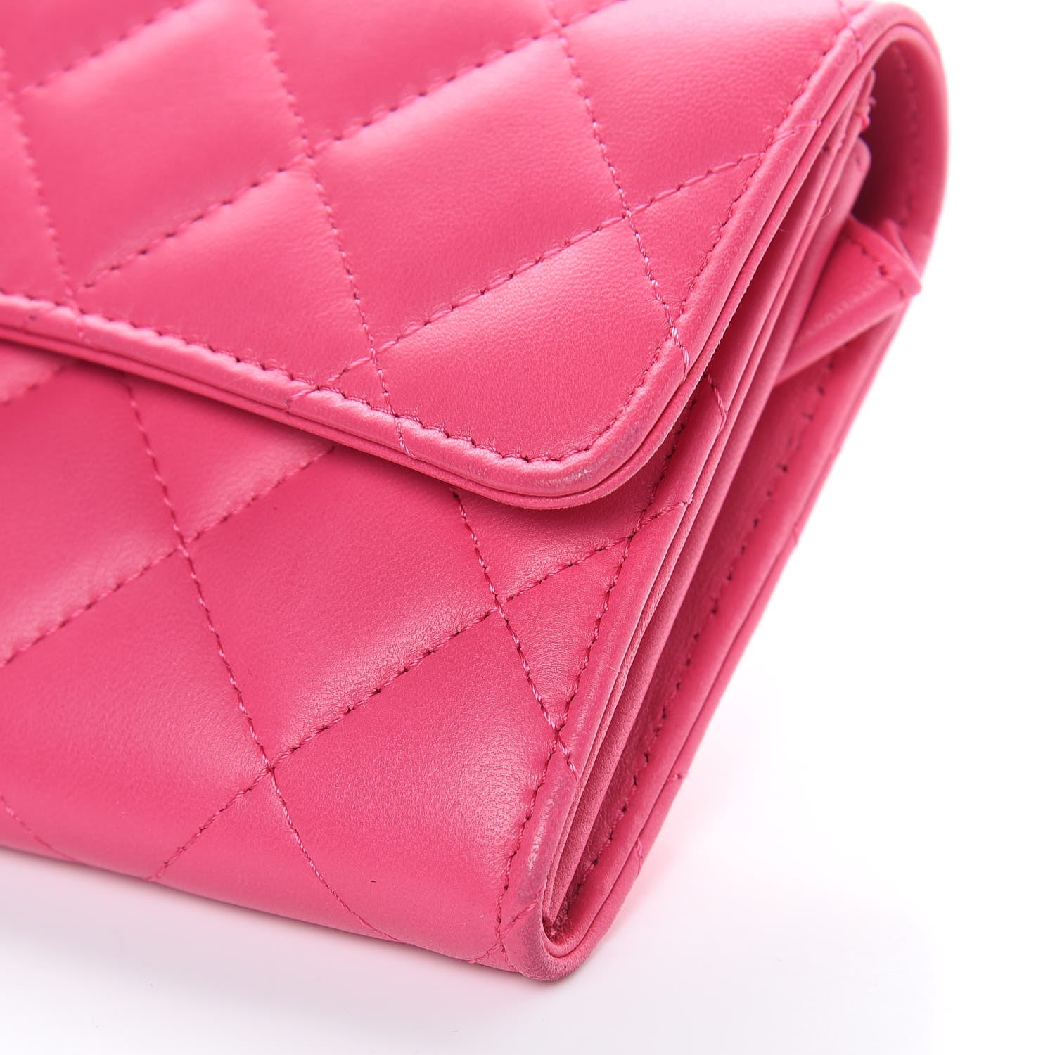 Chanel Lambskin Quilted Large Gusset Flap Wallet Fuchsia 10 of 10