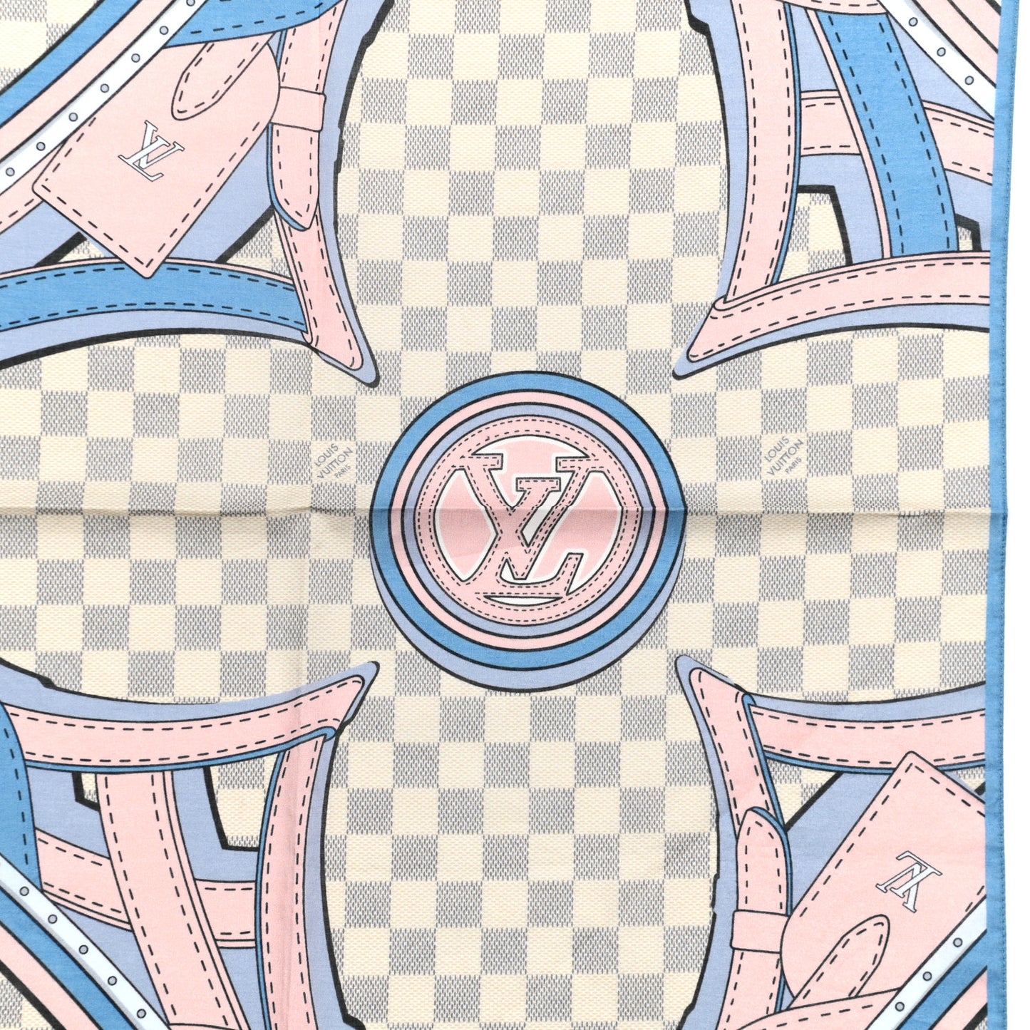 Cotton Damier Azur Straps Bandana Scarf