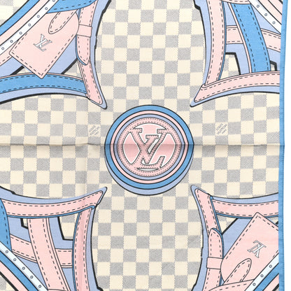 Louis Vuitton Cotton Damier Azur Straps Bandana Scarf 2 of 4