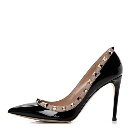 Valentino Garavani Patent Rockstud 100mm Pumps 37.5 Black Poudre 1 of 10