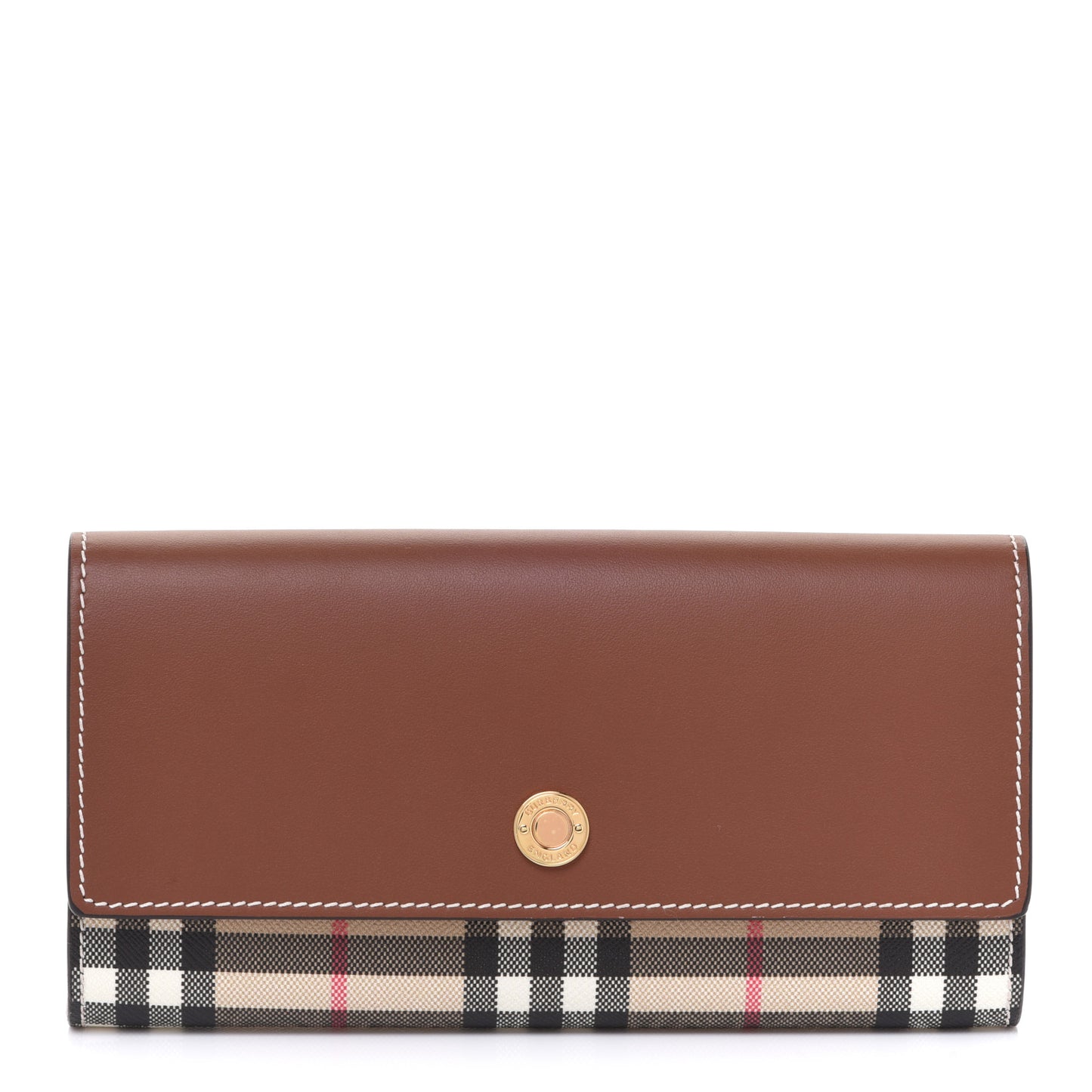 Vintage Check Grain Calfskin Halton Wallet Tan