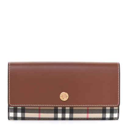 Burberry Vintage Check Grain Calfskin Halton Wallet Tan 1 of 9