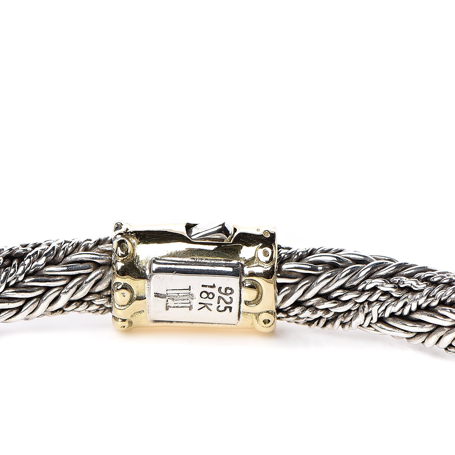 John Hardy Sterling Silver 18K Yellow Gold 6.5mm Bamboo Twisted Chain Bracelet 4 of 5