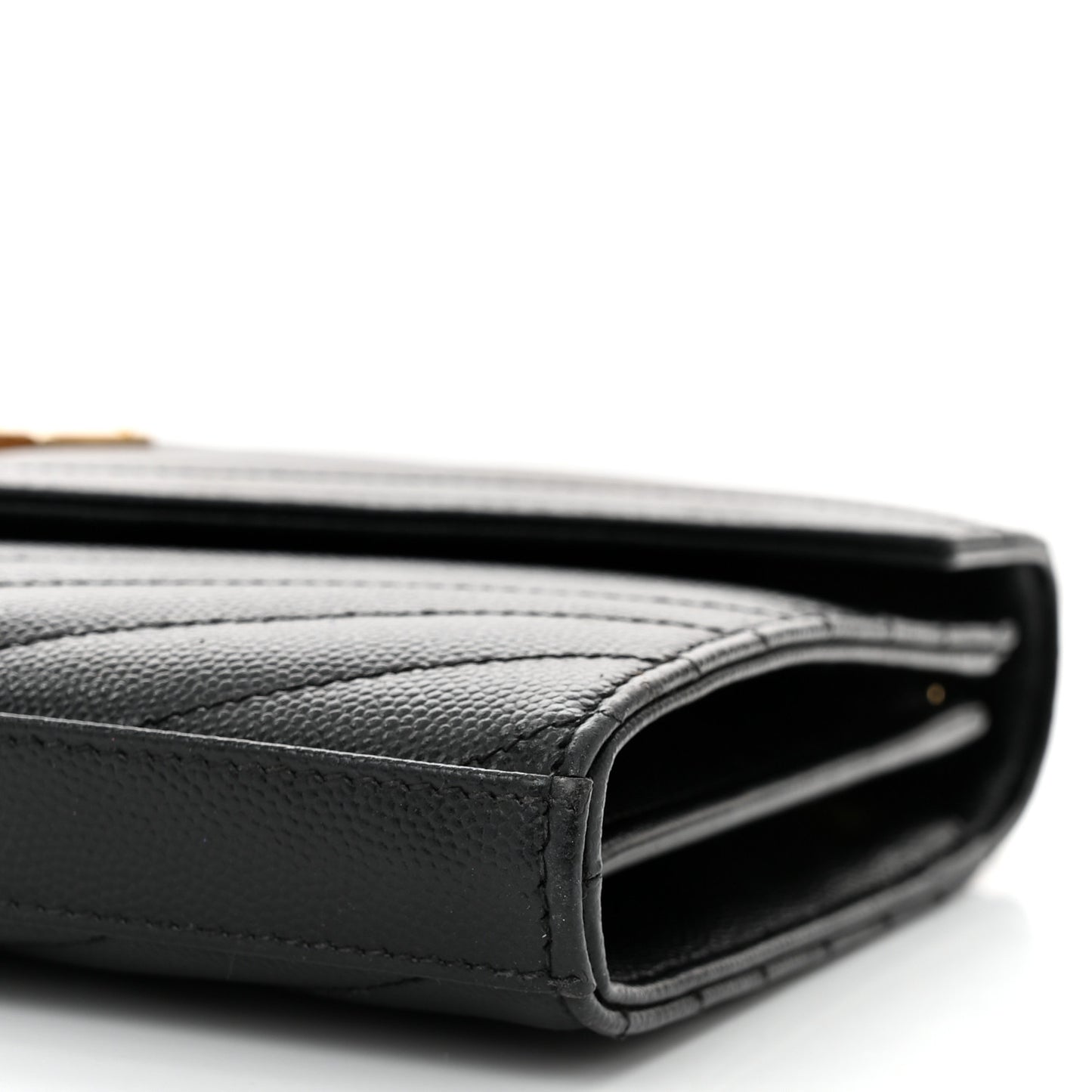 Grain De Poudre Matelasse Chevron Monogram Chain Wallet Black