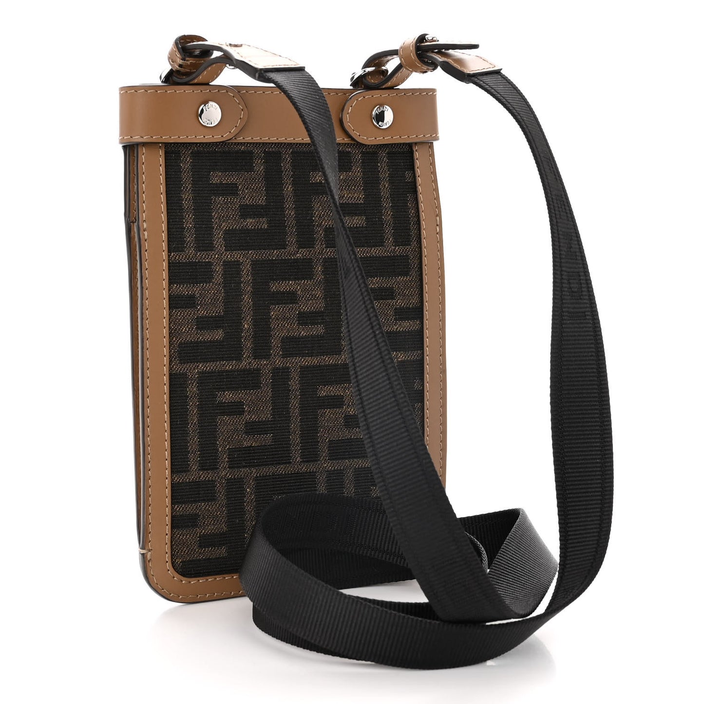 Recycled Fabric Jacquard Vitello King FF 1974 Peekaboo Phone Case Tobacco Moro Sand