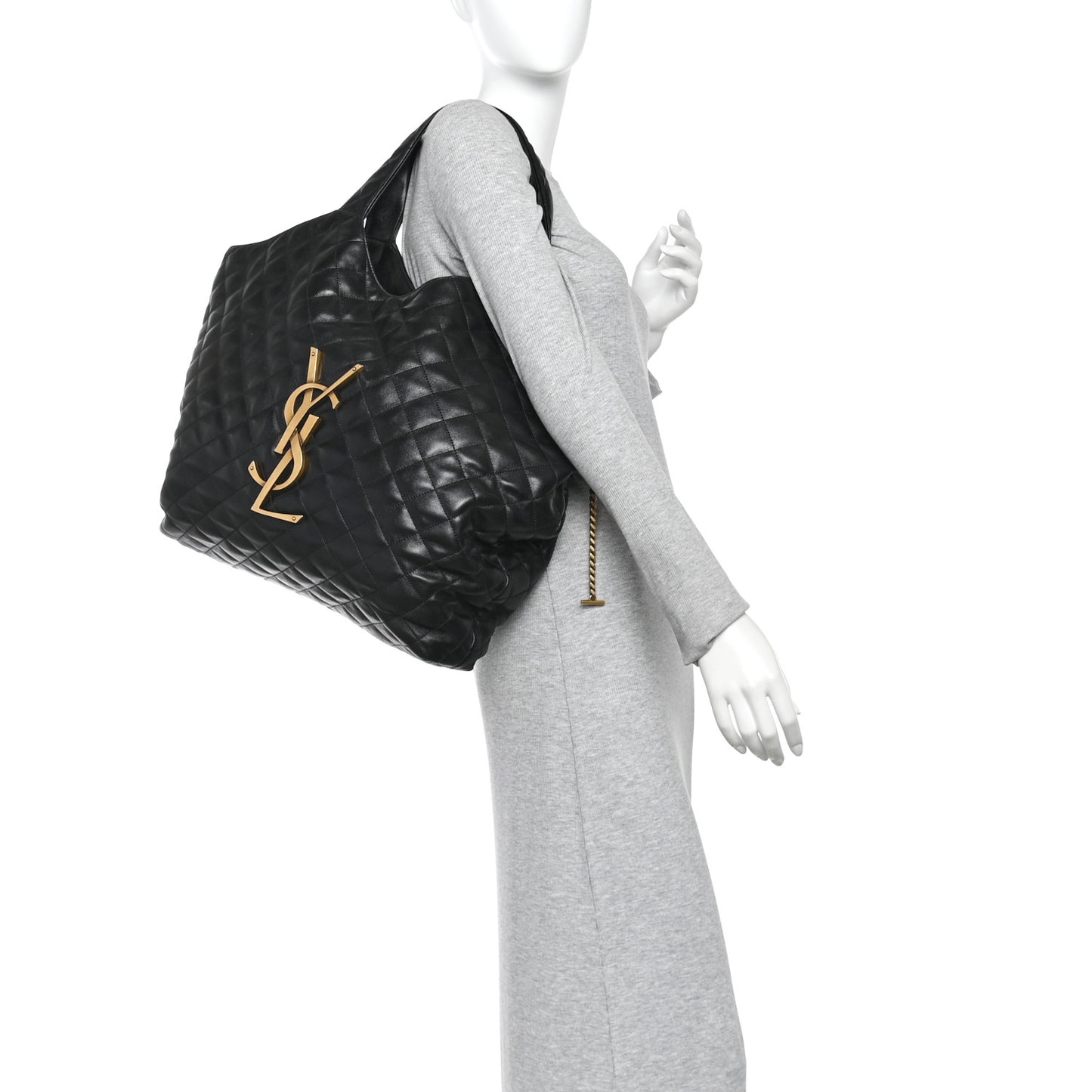 Lambskin Quilted Maxi Icare Shopping Tote Black