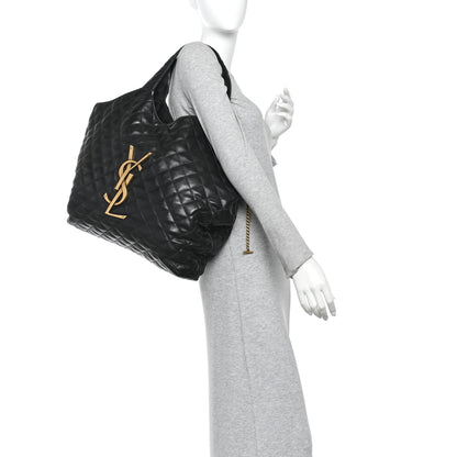 Saint Laurent Lambskin Quilted Maxi Icare Shopping Tote Black 2 of 11