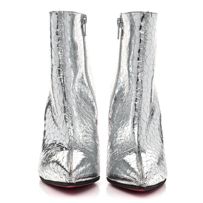Christian Louboutin Specchio Martele So Kate 100 Ankle Boots 36.5 Silver 2 of 9