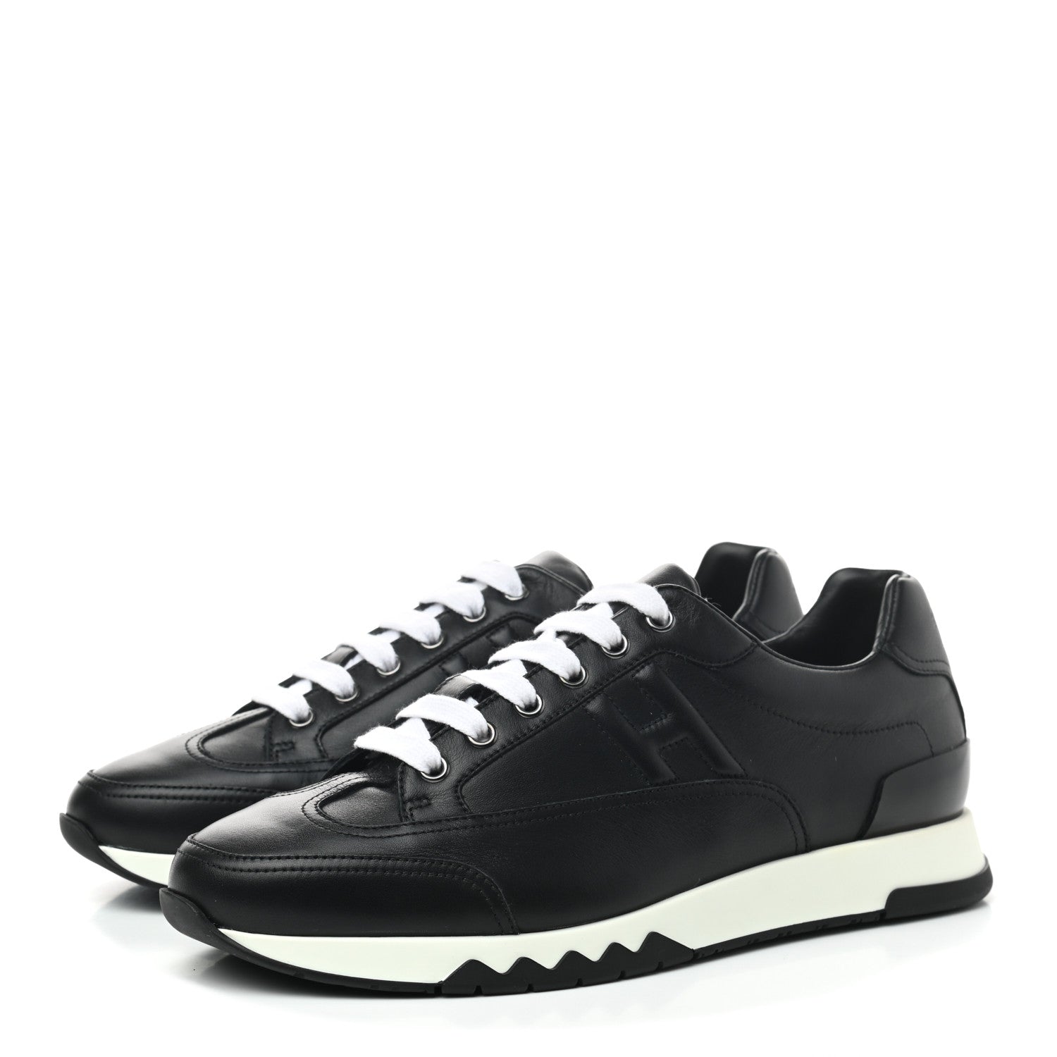 Hermes Calfskin Womens Trail Sneakers 40 Black 3 of 8