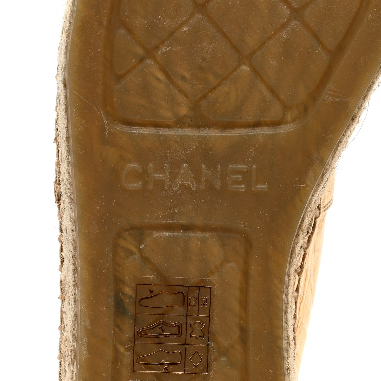 Laminated Lambskin Grosgrain CC Espadrilles 37 Gold Black