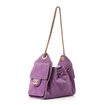Chanel Suede Quilted Mini Chanel 25 Handbag Purple 3 of 10