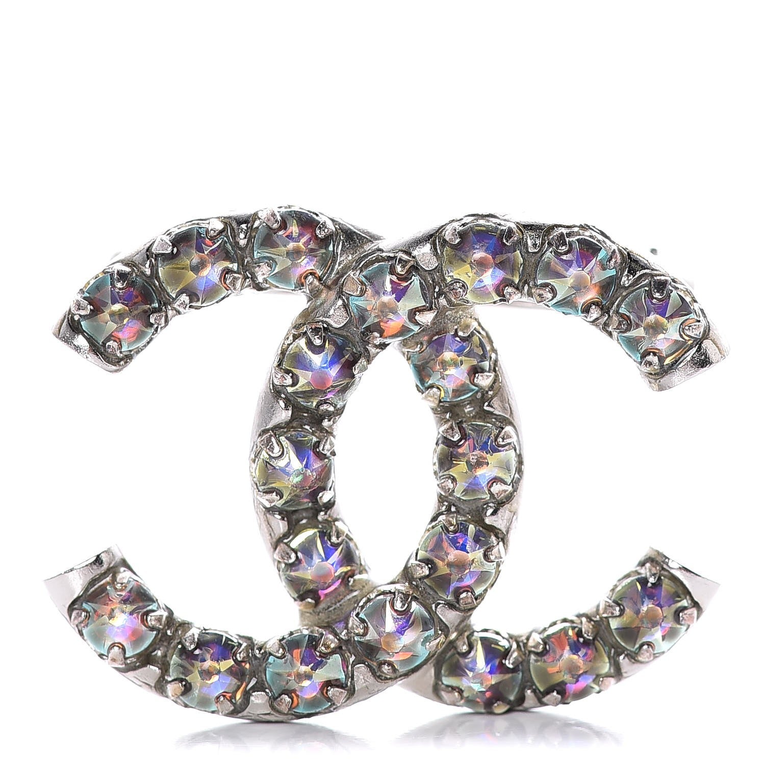 Chanel Ruthenium Crystal CC Brooch Iridescent 1 of 5