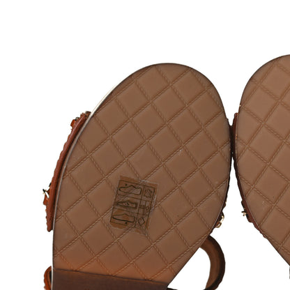 Chanel Glazed Calfskin Wood Chain Sandals 36 Brown 8 of 14