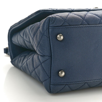 Chanel Caviar Lizard Embossed Quilted Small Coco Handle Flap Navy Blue 8 of 9