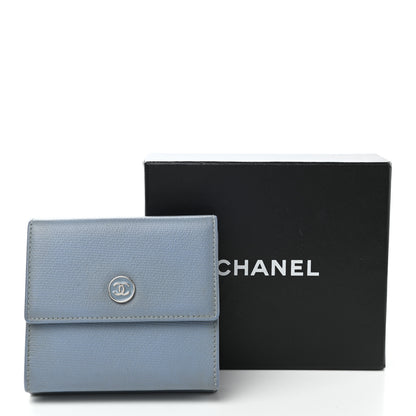 Chanel Grained Calfskin CC Button Compact Wallet Blue 10 of 10