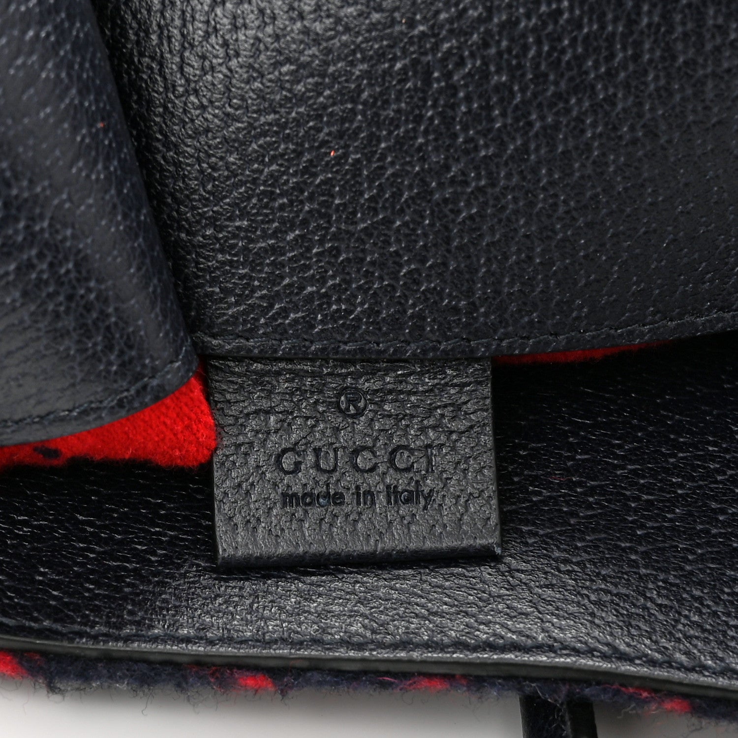 Gucci Covered Wool Textured Dollar Calfskin GG Monogram Large Tote Bag Blue Red 7 of 11