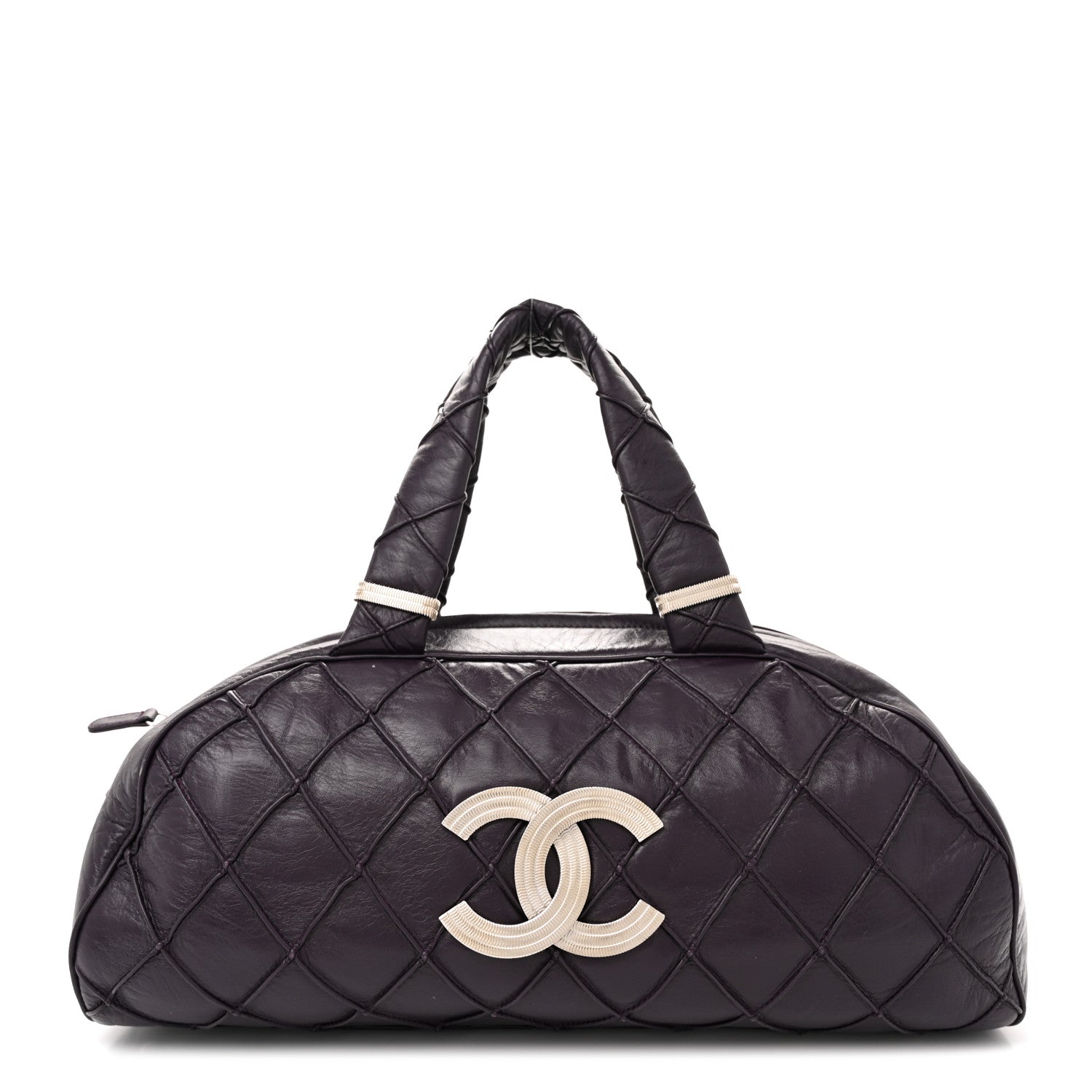 Chanel Lambskin Quilted Large Bowler Purple 1 of 12