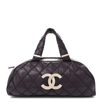 Chanel Lambskin Quilted Large Bowler Purple 1 of 12
