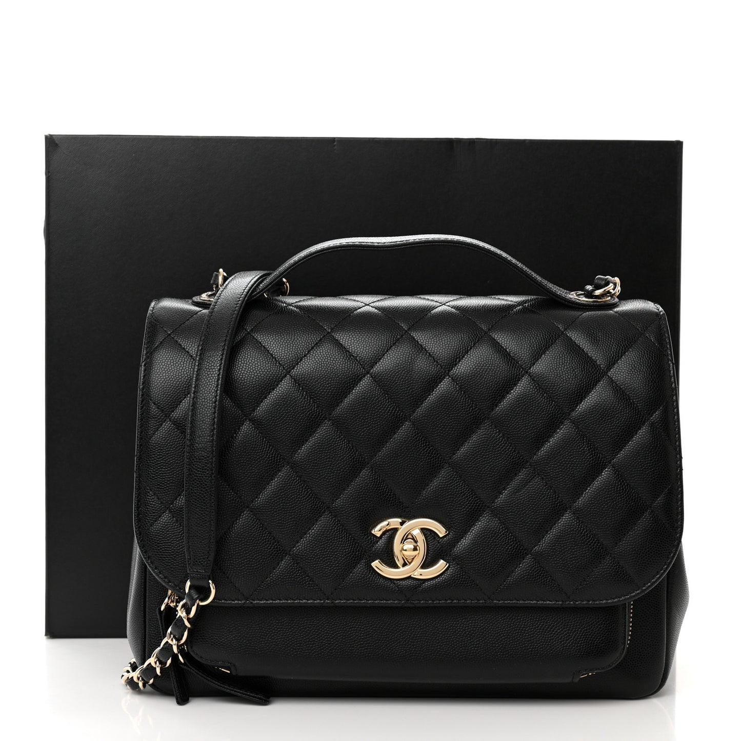 Caviar Quilted Large Business Affinity Flap Black