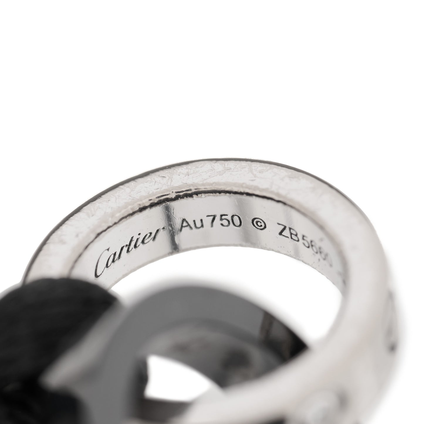 18K White Gold Ceramic 4 Diamond LOVE Cord Bracelet Black