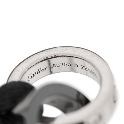 Cartier 18K White Gold Ceramic 4 Diamond LOVE Cord Bracelet Black 3 of 3