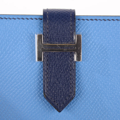 Hermes Epsom Bi Color Bearn Card Holder Wallet Bleu Sapphire Paradise 10 of 10