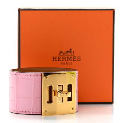 Hermes Matte Alligator Kelly Dog Bracelet T2 5P Pink 7 of 7