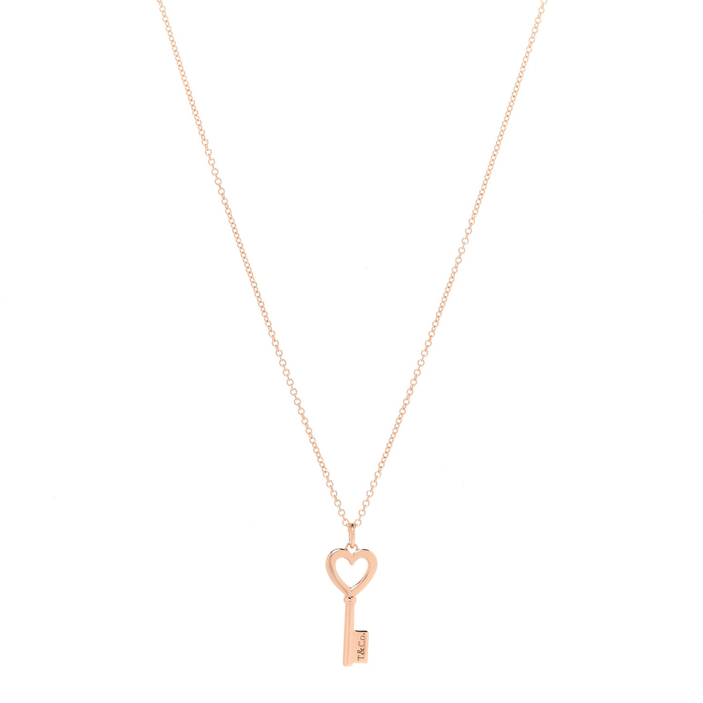 18K Rose Gold Mini Heart Key Pendant Necklace