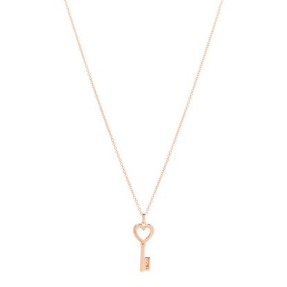 Tiffany 18K Rose Gold Mini Heart Key Pendant Necklace 1 of 5