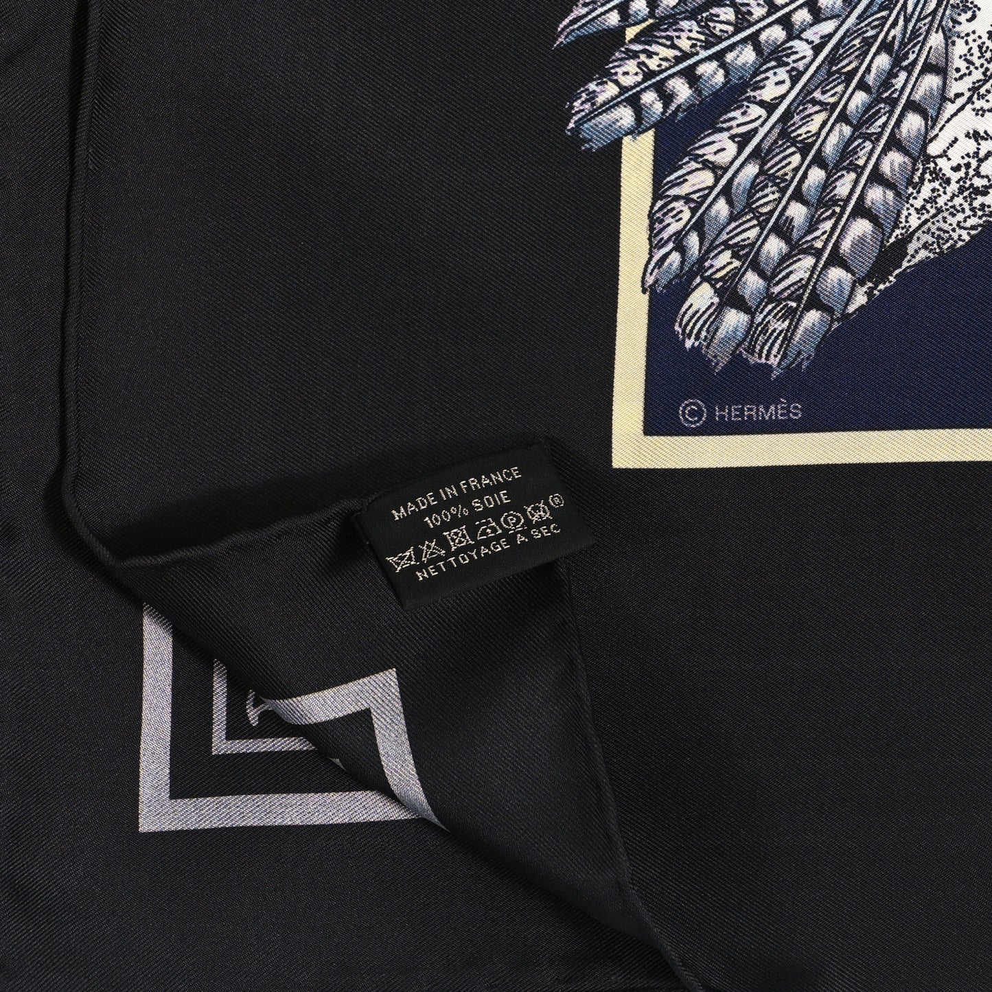 Silk Double Face Pani La Shar Pawnee Scarf 90 Black Marine