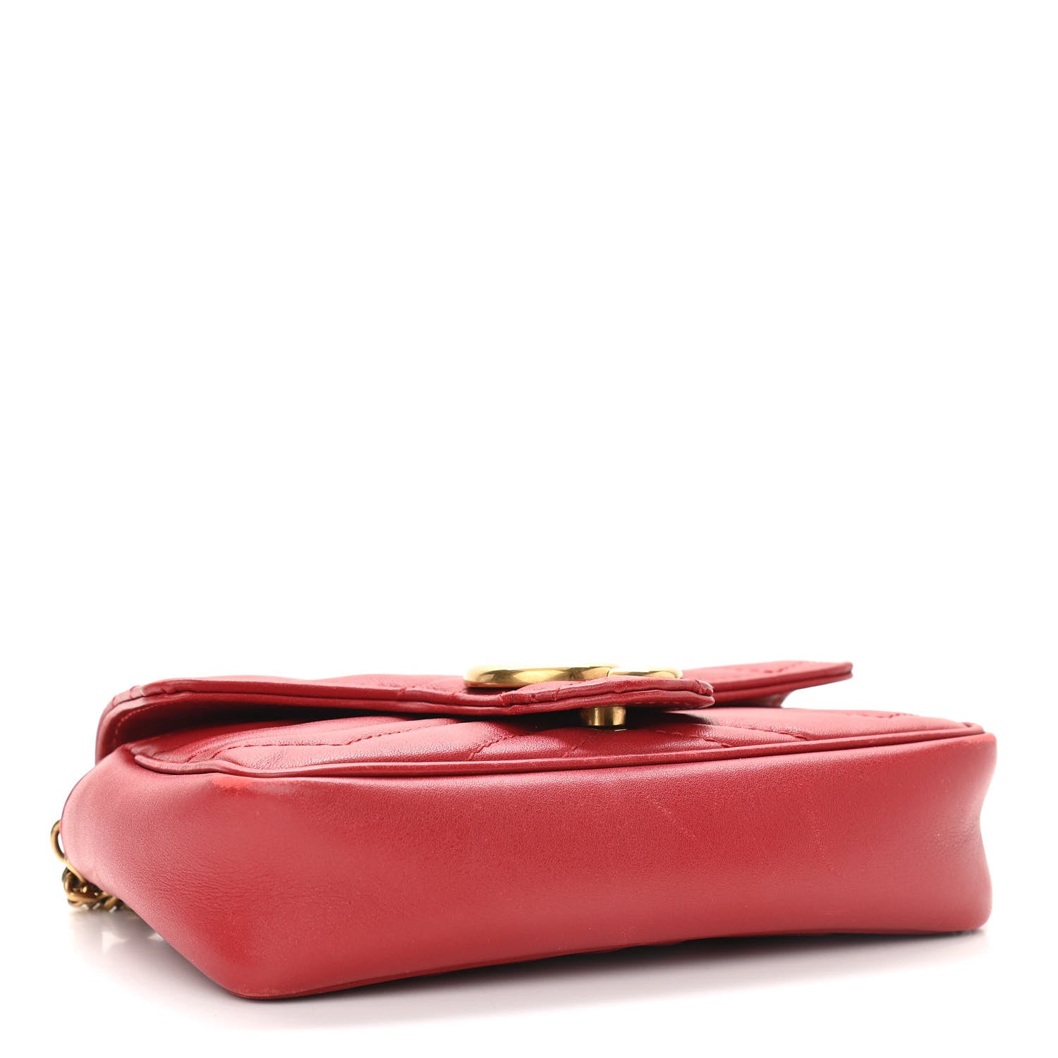 Gucci Calfskin Matelasse Super Mini GG Marmont Shoulder Bag Hibiscus Red 4 of 11