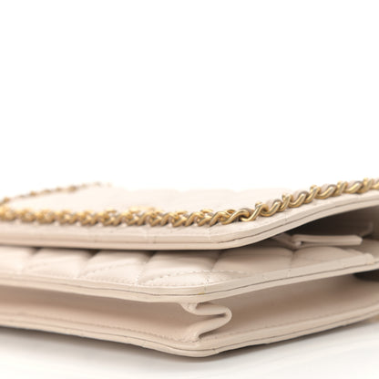 Chanel Lambskin Quilted Chain Around Wallet On Chain WOC Beige 10 of 12