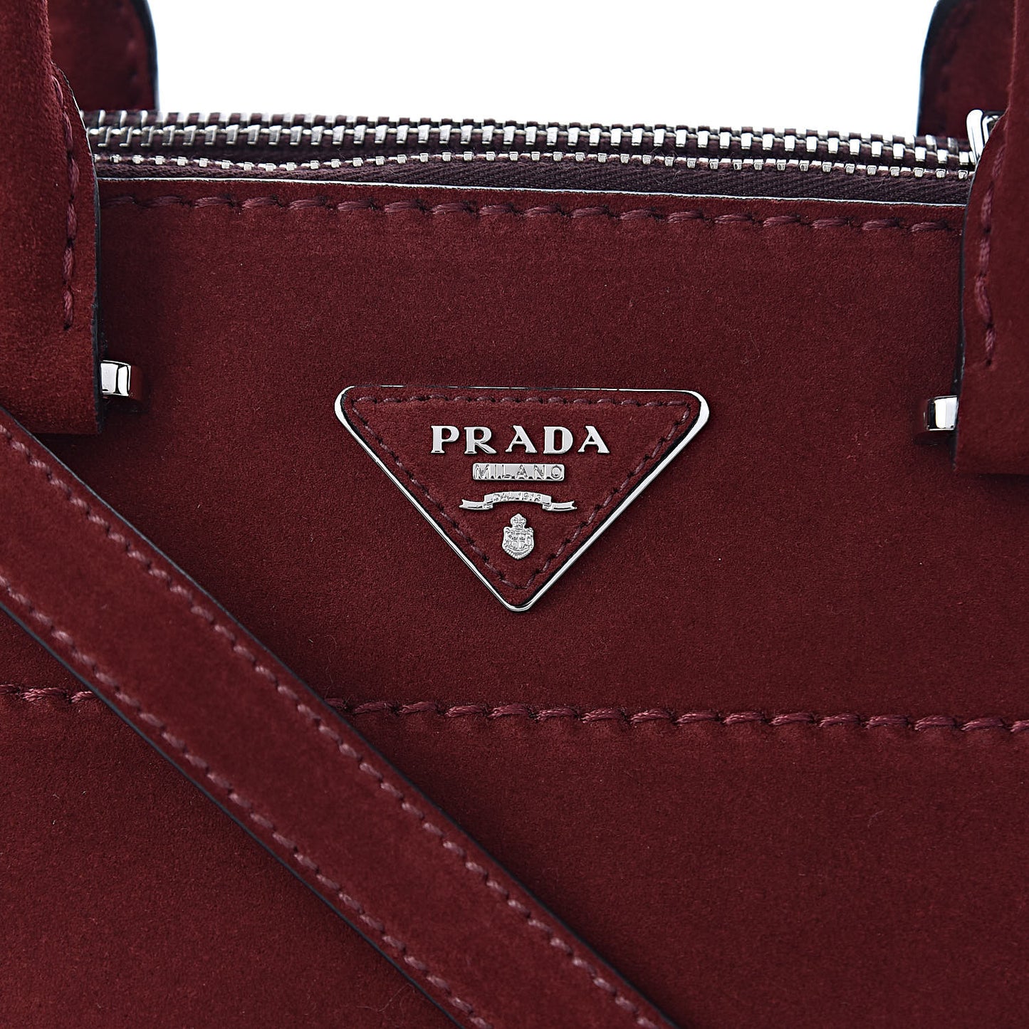 Suede Scamosciato Stitched Small Twin Pocket Tote Porpora
