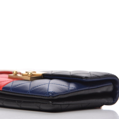 Chanel Lambskin Quilted Tri-Color Pagoda Wallet On Chain WOC Red White Blue Black 7 of 10