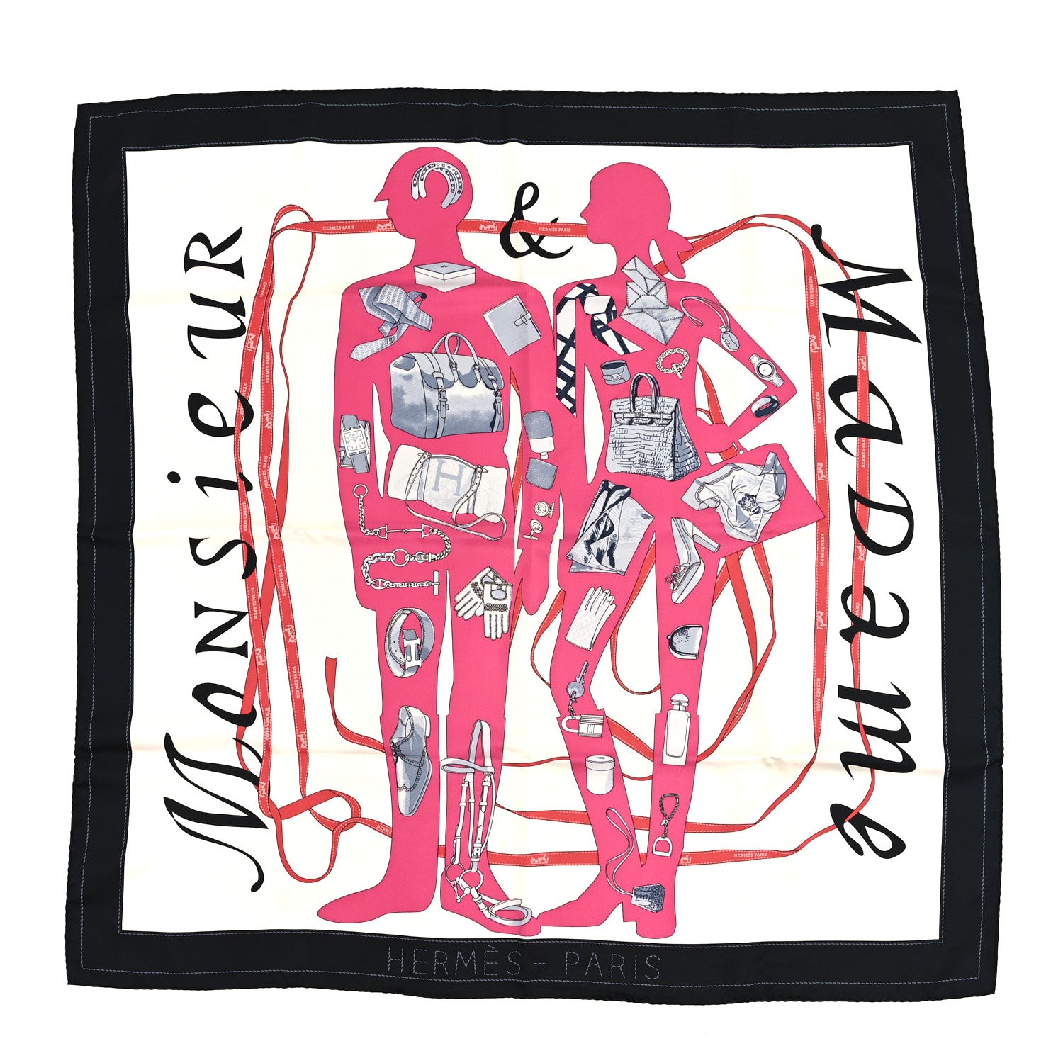 Hermes Silk Monsieur et Madame Scarf 90 1 of 4