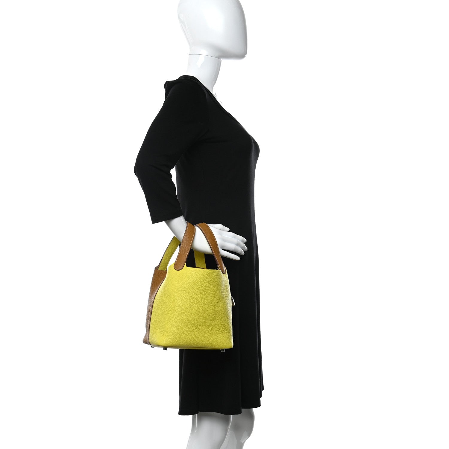 Hermes Taurillon Clemence Casaque Picotin Lock 18 PM Lime Sesame 2 of 9