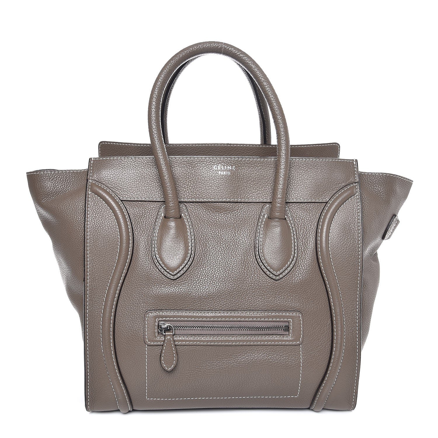Celine Drummed Calfskin Mini Luggage Souris 1 of 12