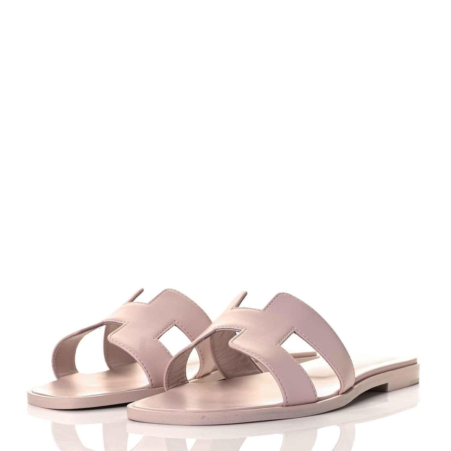 Hermes Calfskin Oran Sandals 37.5 Rose Petale 3 of 9