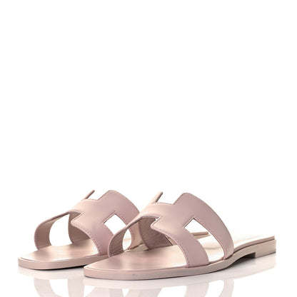 Hermes Calfskin Oran Sandals 37.5 Rose Petale 3 of 9