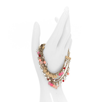 Chanel Pearl Bead CC Multi Strand Bracelet Gold Multicolor 2 of 5