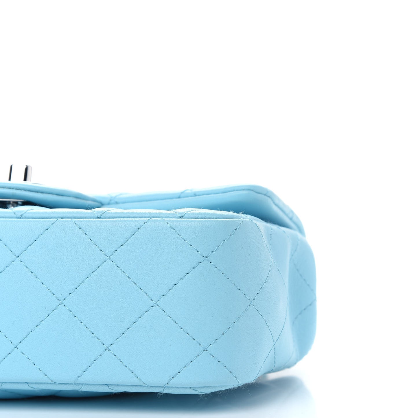 Lambskin Quilted Mini Rectangular Flap Light Blue
