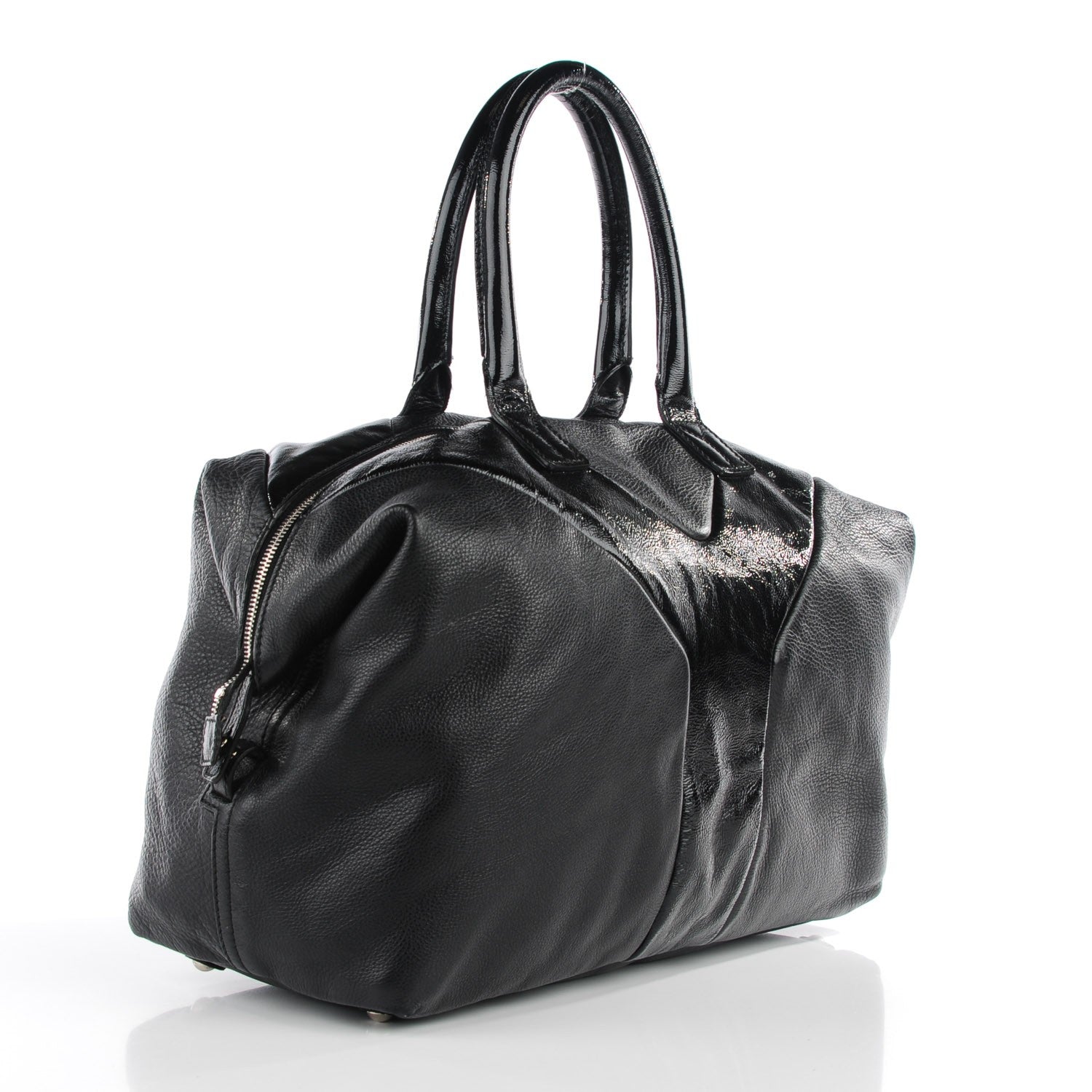 Saint Laurent Calfskin Patent Medium Easy Sac Black 3 of 9