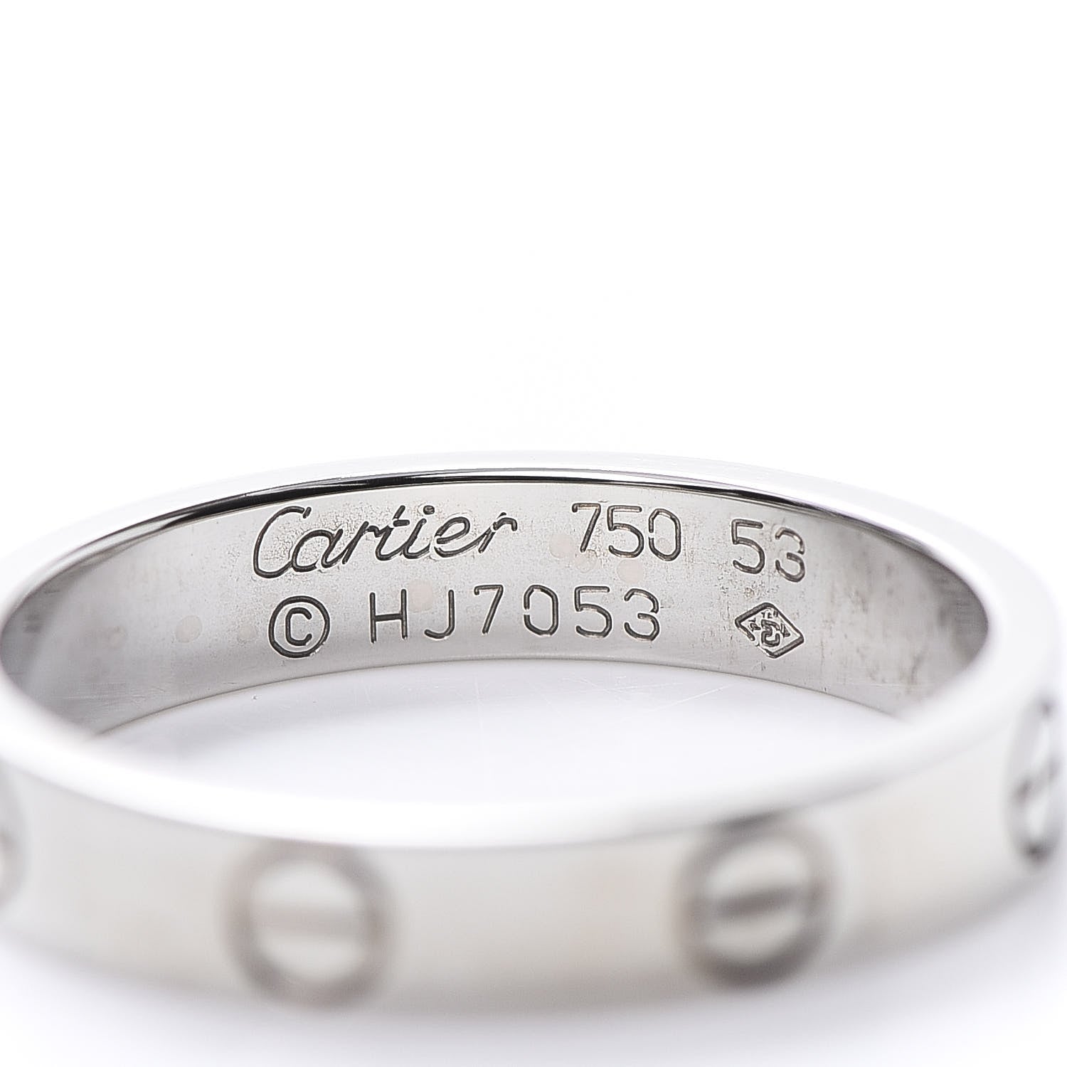 Cartier 18K White Gold 3.5mm LOVE Wedding Band Ring 53 6.25 4 of 4