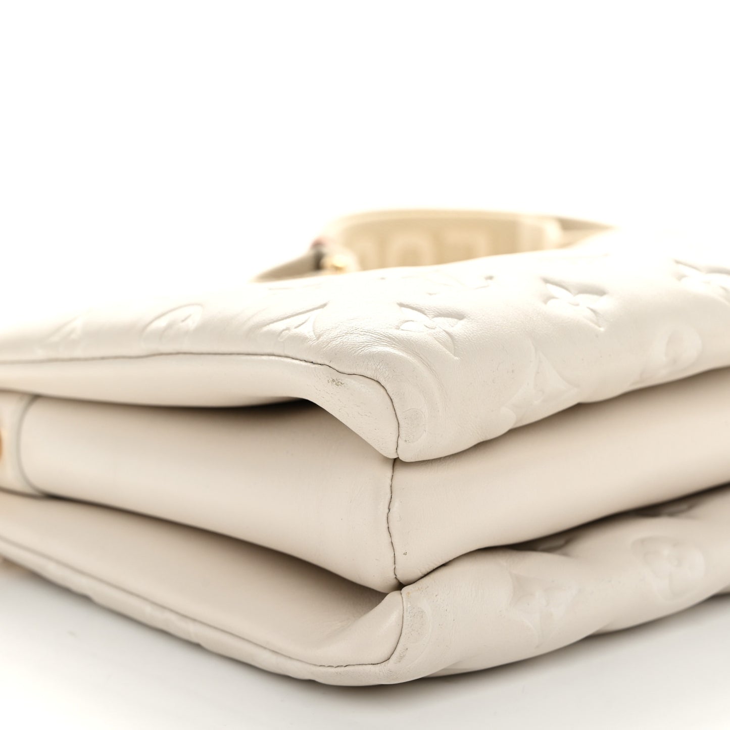 Lambskin Embossed Monogram Coussin PM Beige Cream